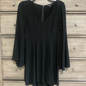 Black Express V-Neck Bell Sleeve Dress